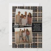 Simpel Elegant Plaid Sneeuwvlokken Kersttrui Feestdagenkaart (Achterkant)