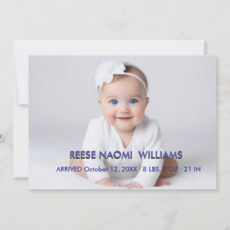 Simpel Elegante Baby Meisje Foto Geboorte Aankondiging