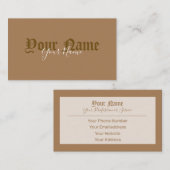 Simpel elegante bruine oude letters visitekaartje (Voorkant / Achterkant)