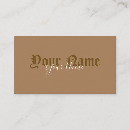 Simpel elegante bruine oude letters visitekaartje (Voorkant)