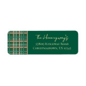 Simpel Elegante Groene Kerst Plaid Retour Etiket (Voorkant)