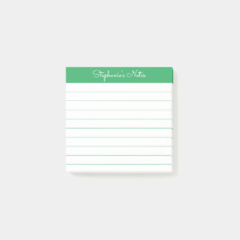 Simpel Elegante Groene Persoonlijke Gelinieerde Post-it® Notes