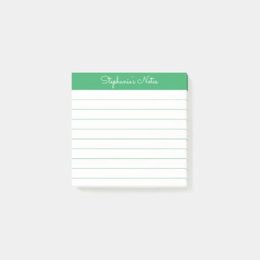 Simpel Elegante Groene Persoonlijke Gelinieerde Post-it® Notes (Voorkant)