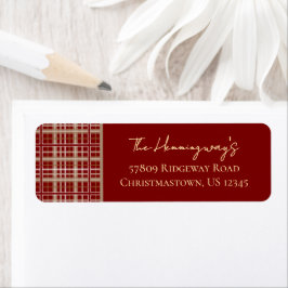 Simpel Elegante Rode Kerst Plaid Retouradres Etiket