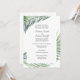 Simpel Elegante Tropische Palm Groene Huwelijk Kaart