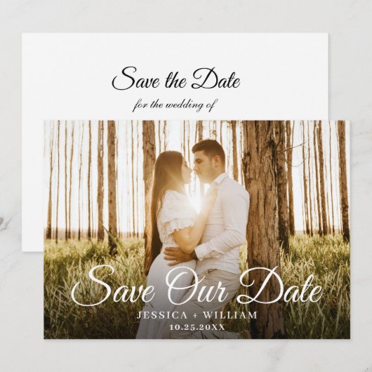 Simpel Elegante Trouwfoto Save The Date (Voorkant / Achterkant)