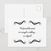 Simpel Elegante Zwarte en Witte Elopement Aankondigingskaart (Voorkant / Achterkant)