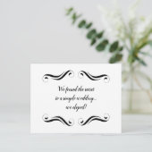 Simpel Elegante Zwarte en Witte Elopement Aankondigingskaart (Staand voorkant)