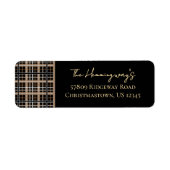 Simpel Elegante Zwarte Kerst Plaid Retour Etiket (Voorkant)