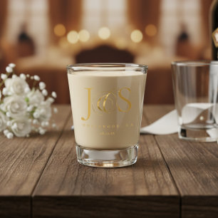 Simpel Elege Anteken Huwelijksinitiaal Goud ID1022 Shot Glas