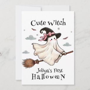Simpel en elegant Schattige heks eerste Halloween Kaart