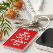 Simpel en klassiek Keep Calm and Carry On Sleutelhanger (Voorkant Rechts)