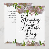 Simpel en Stijlvol | Roze Bloemige Moederdag Cadea Feestdagenkaart (Voorkant / Achterkant)