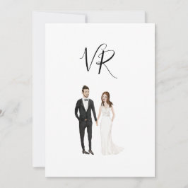 Simpel geïllustreerd paar zwarte pak save the date