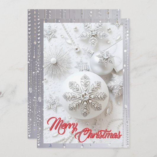 Simpel geïnspireerd witte  strass kerst feestdagenkaart (Voorkant / Achterkant)