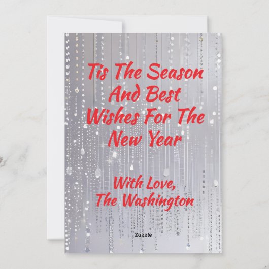 Simpel geïnspireerd witte  strass kerst feestdagenkaart (Achterkant)