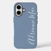 Simpel Gepersonaliseerde Monogram Naam Stof Blauw Case-Mate iPhone Case (Achterkant)