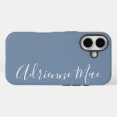 Simpel Gepersonaliseerde Monogram Naam Stof Blauw Case-Mate iPhone Case (Achterkant (horizontaal))