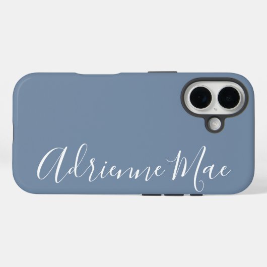 Simpel Gepersonaliseerde Monogram Naam Stof Blauw Case-Mate iPhone Case (Achterkant (horizontaal))