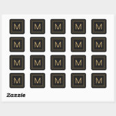 Simpel goud | Zwart | Monogram Vierkante Sticker (Vel)