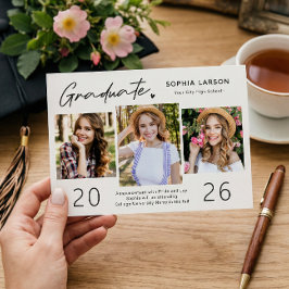 Simpel Graduate Script 3 Photo Collage Graduation Aankondiging