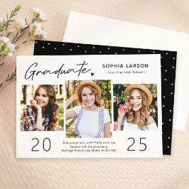 Simpel Graduate Script 3 Photo Collage Graduation Aankondiging