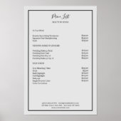 Simpel Grijs Zwart Prijslijst Poster (Voorkant)