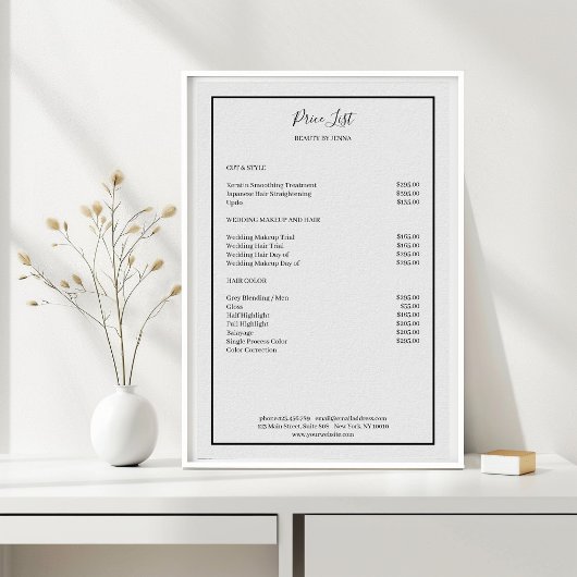 Simpel Grijs Zwart Prijslijst Poster
