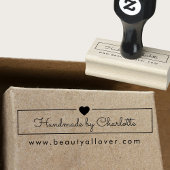 Simpel, handschrift, "Handgemaakt door 🖤" Rubberstempel