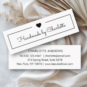 Simpel, handschrift, "Handgemaakt" Mini Visitekaar Mini Visitekaartje