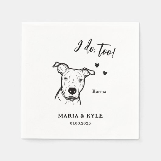 Simpel Ik doe ook Hond Tekenen bruiloft Servet (Voorkant)