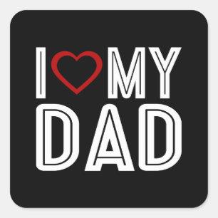 Simpel Ik Hart Liefde Mijn Vader Typografie STIC Vierkante Sticker