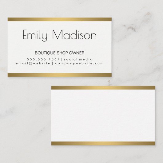 Simpel Klassiek en Elegant / Gouden Luxe Metaal Tr Visitekaartje (Voorkant / Achterkant)