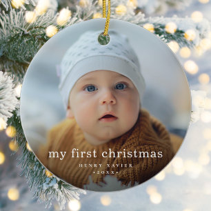 Simpel Mijn Eerste Kerst Baby Foto Keramisch Ornament