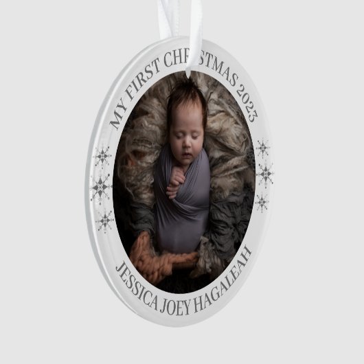 Simpel Mijn Eerste Kerstmis Gepersonaliseerde Baby Ornament (voorkant)