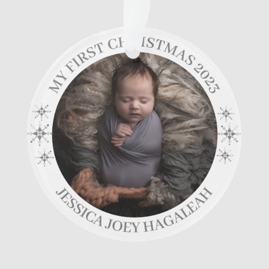 Simpel Mijn Eerste Kerstmis Gepersonaliseerde Baby Ornament (voorkant)