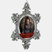 Simpel Mijn Eerste Kerstmis Gepersonaliseerde Baby Tin Sneeuwvlok Ornament (Links)
