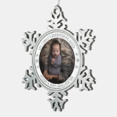Simpel Mijn Eerste Kerstmis Gepersonaliseerde Baby Tin Sneeuwvlok Ornament (Rechts)