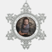 Simpel Mijn Eerste Kerstmis Gepersonaliseerde Baby Tin Sneeuwvlok Ornament (Voorkant)