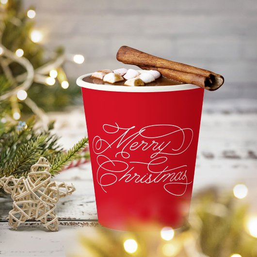 Simpel Minimaal Modern Wit Rood Kerstmis Papieren Bekers