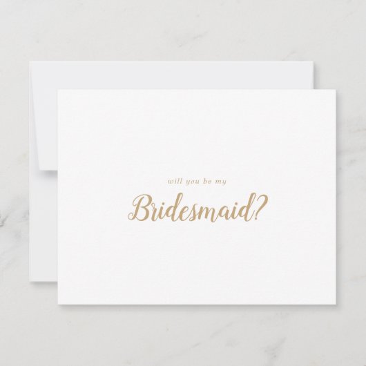 Simpel minimalistisch|Goud word je mijn bruidsmeis Notitiekaartje (Voorkant)