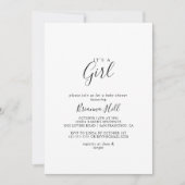 Simpel minimalistisch Het is een meisje Baby showe Kaart (Voorkant)