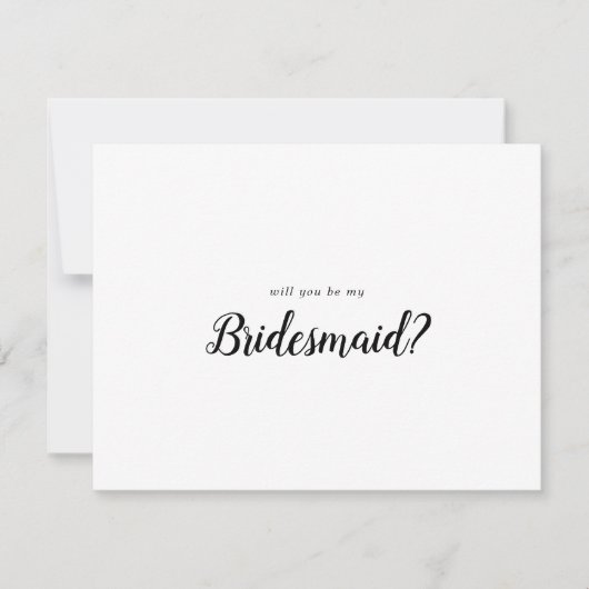 Simpel minimalistisch zal je mijn bruidsmeisje zij notitiekaartje (Voorkant)