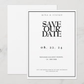 Simpel minimalistisch zwart-wit trouwen  save the date (Voorkant / Achterkant)