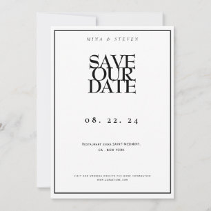 Simpel minimalistisch zwart-wit trouwen  save the date