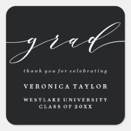 SIMPEL MINIMALISTISCHE KALLIGRAFIE GRADUATIE STICK VIERKANTE STICKER