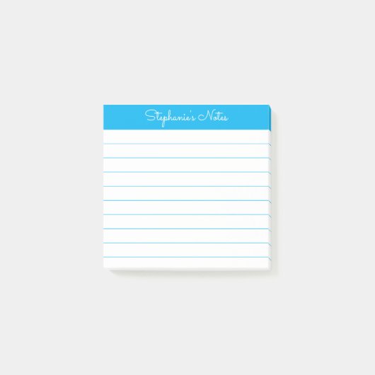 Simpel Modern Hemelblauw Persoonlijk Gelinieerd Post-it® Notes (Voorkant)