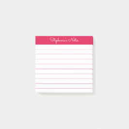 Simpel Modern Kersenrood Persoonlijk Gelinieerd Post-it® Notes