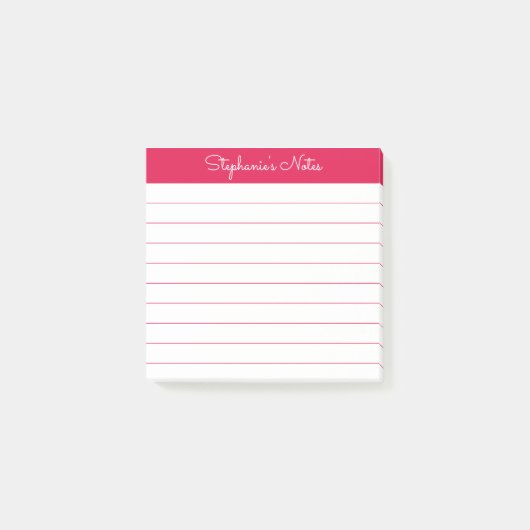 Simpel Modern Kersenrood Persoonlijk Gelinieerd Post-it® Notes (Voorkant)