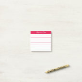 Simpel Modern Kersenrood Persoonlijk Gelinieerd Post-it® Notes (Op bureau)